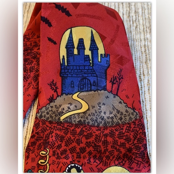 Mens HALLOWEEN DRACULA Silk Tie~Celebrations by Hallmark For Superba~Ex Cond~58” - Picture 6 of 13